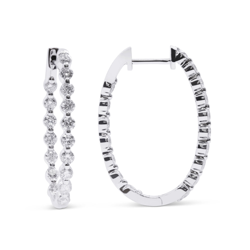 Madison L 14K White Gold Diamond In & Out Hoop Earrings - style E1763W