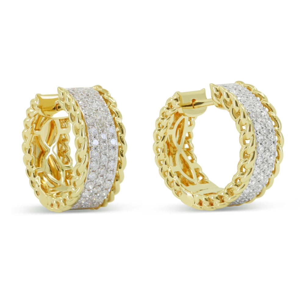 Madison L 14K Yellow Gold Diamond Huggie Hoop Earrings - style E1764Y