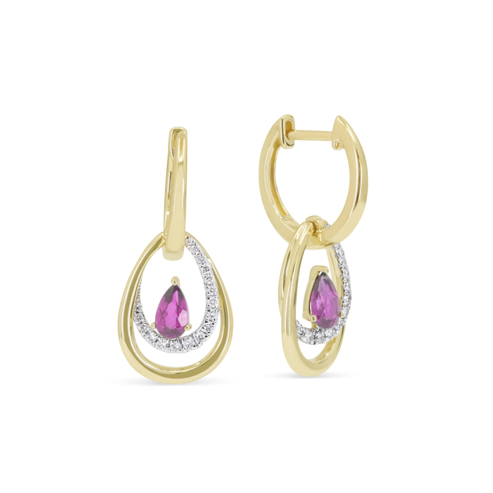 Madison L 14K Yellow Gold Created Pink Sapphire Drop Earrings - style E1770PCY