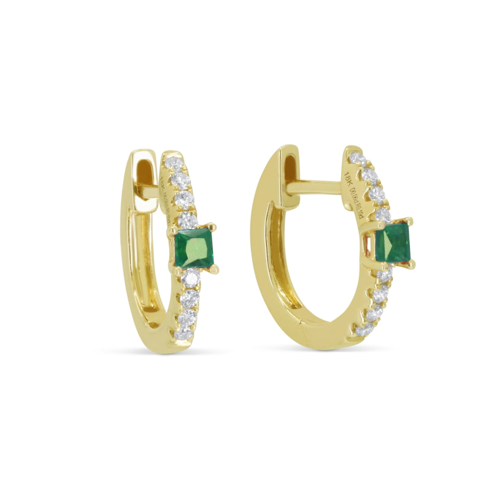 Madison L 14K Yellow Gold Emerald Huggie Hoop Earrings - style E1774EMY