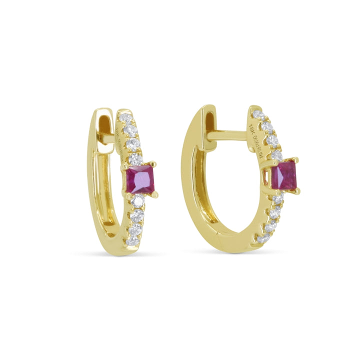 Madison L 14K Yellow Gold Ruby Huggie Hoop Earrings - style E1774RUY