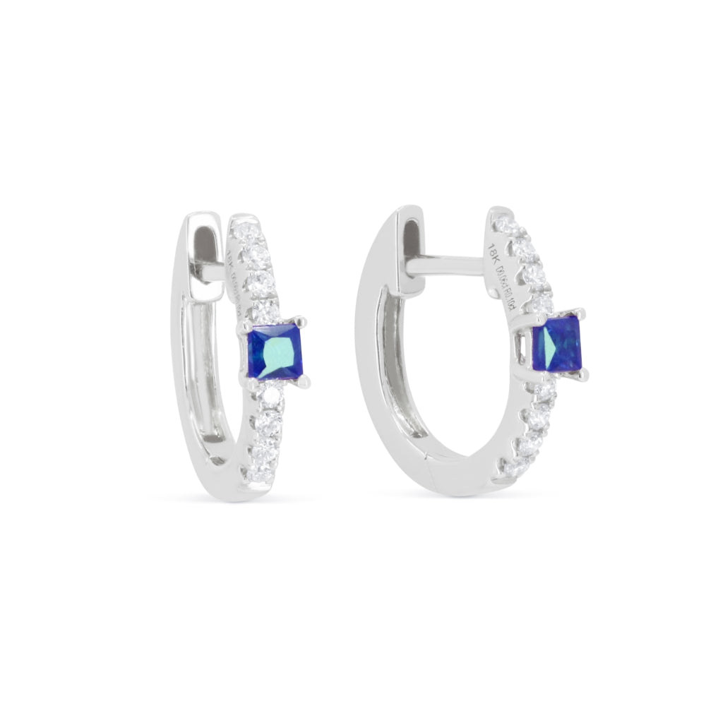 Madison L 14K White Gold Sapphire Huggie Hoop Earrings - style E1774SAW
