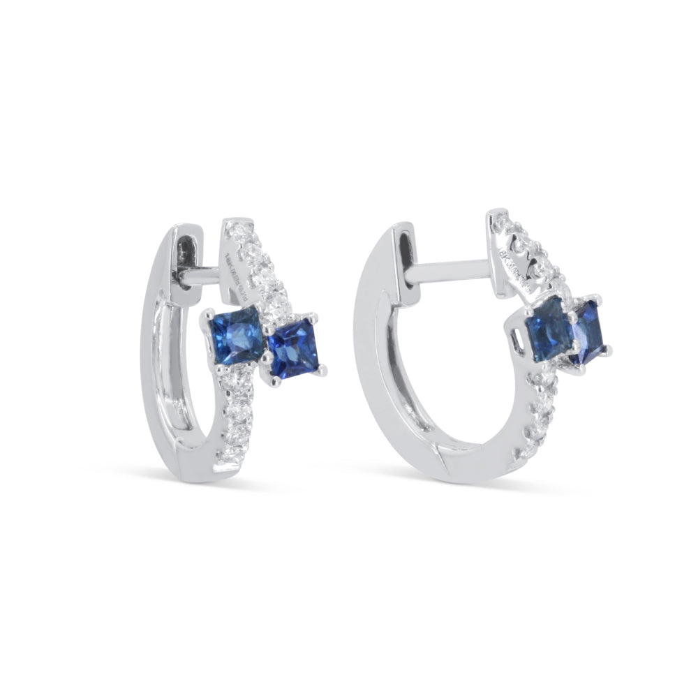 Madison L 14K White Gold Sapphire Huggie Hoop Earrings - style E1775SAW