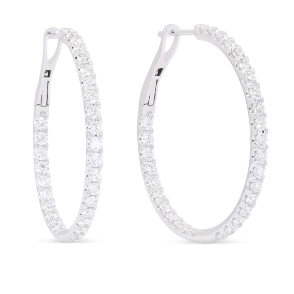Madison L 14K White Gold Diamond In & Out Hoop Earrings - style E1782W-30MM