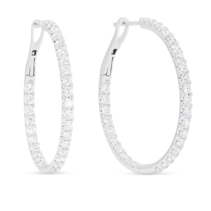 Madison L 14K White Gold Diamond In & Out Hoop Earrings - style E1782W-30MM