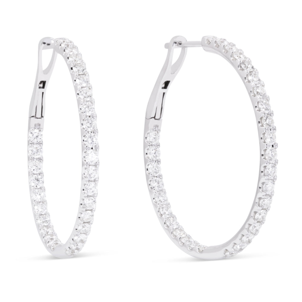 Madison L 14K White Gold Diamond In & Out Hoop Earrings - style E1782W-35MM