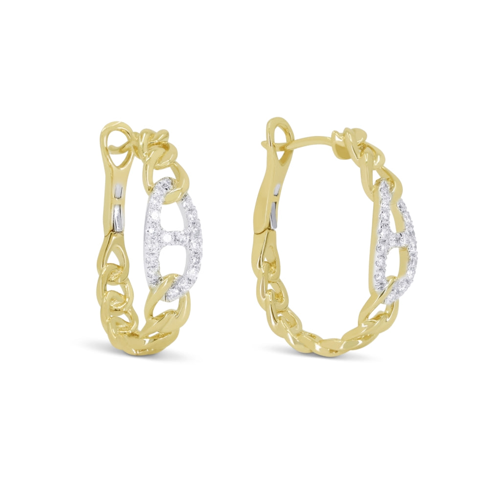 Madison L 14K Yellow Gold Diamond Hoop Earrings - style E1784Y