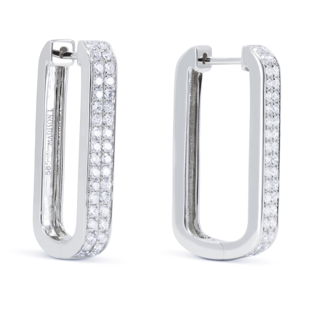 Madison L 14K White Gold Diamond Paperclip Hoop Earrings - style E1790W