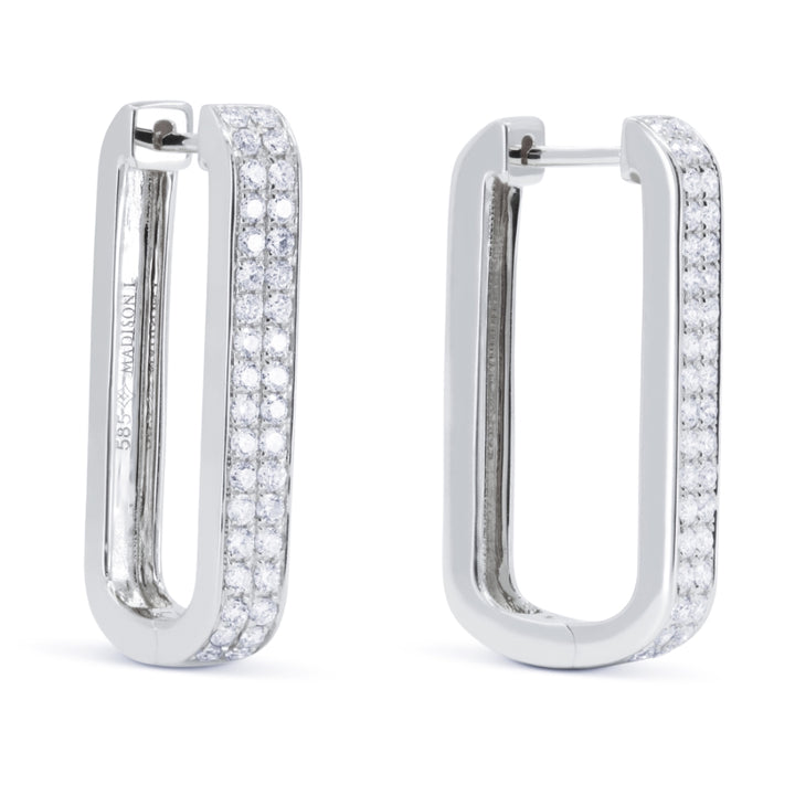 Madison L 14K White Gold Diamond Paperclip Hoop Earrings - style E1790W