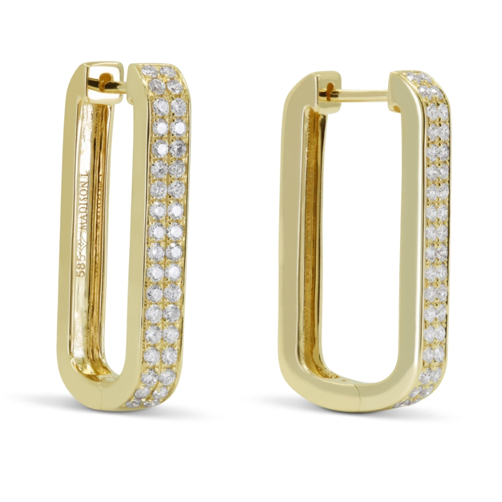 Madison L 14K Yellow Gold Diamond Paperclip Hoop Earrings - style E1790Y
