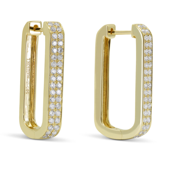 Madison L 14K Yellow Gold Diamond Paperclip Hoop Earrings - style E1790Y