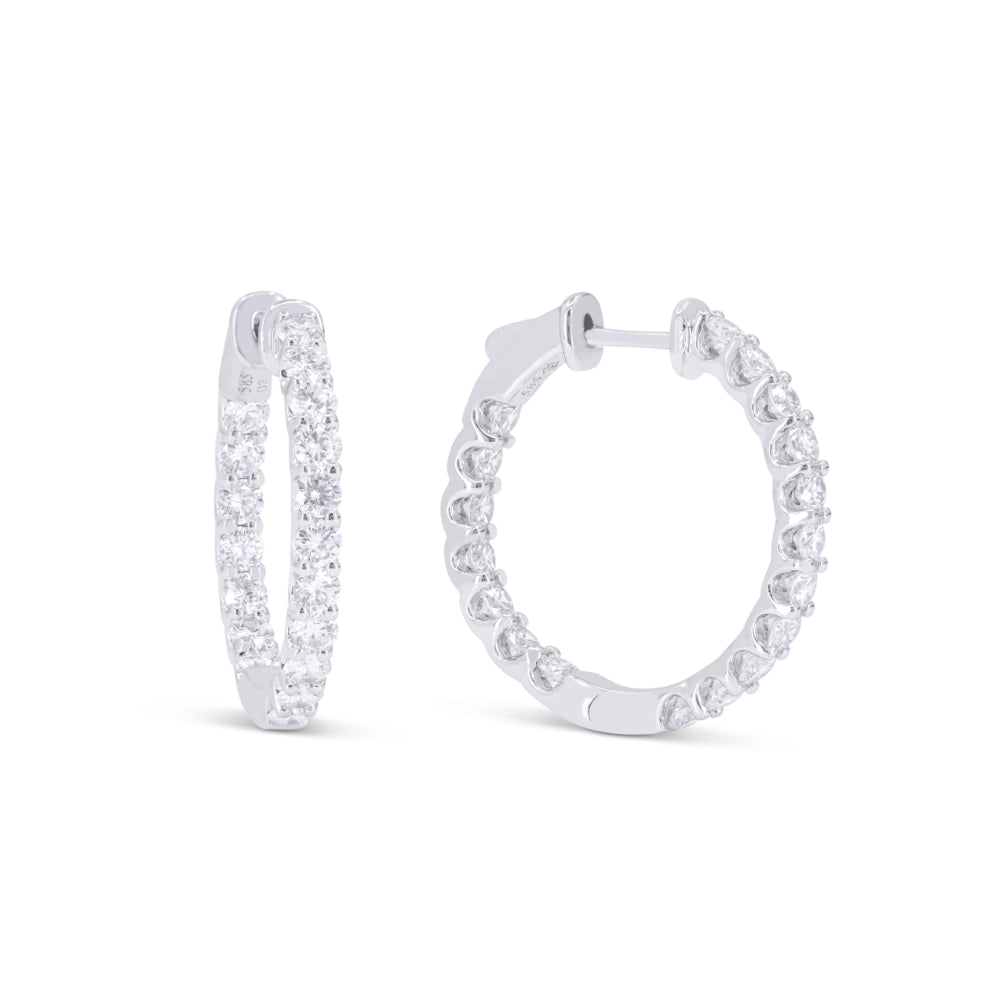 Madison L 14K White Gold Diamond In & Out Hoop Earrings - style E1794W