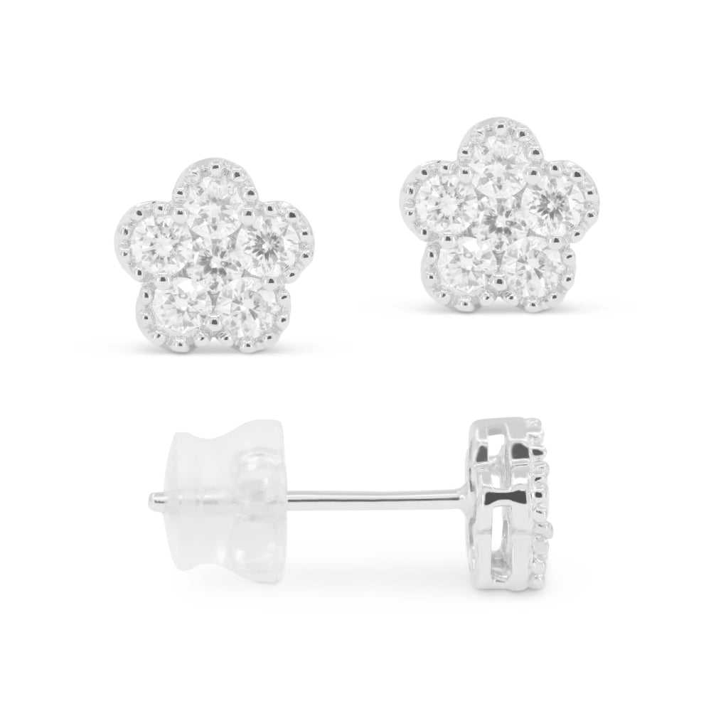 Madison L 14K White Gold Diamond Clover Stud Earrings - style E1795W