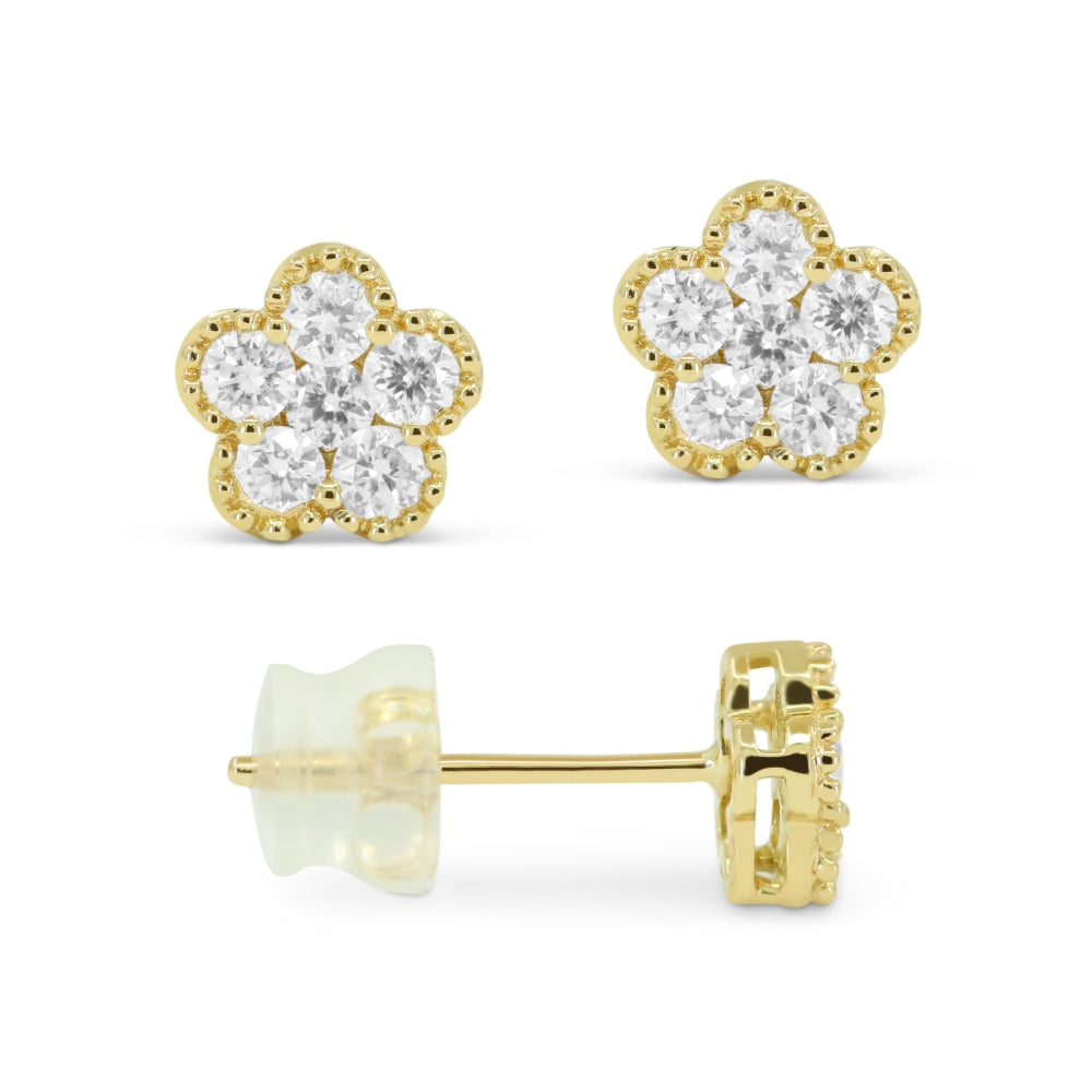 Madison L 14K Yellow Gold Diamond Clover Stud Earrings - style E1795Y