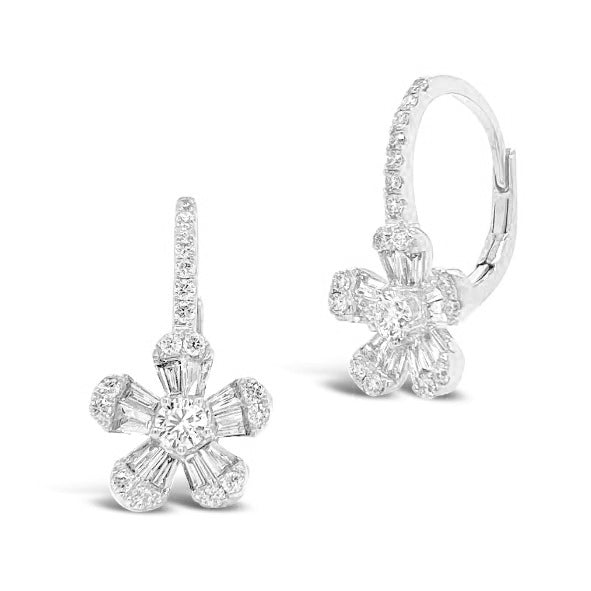Madison L 14K White Gold Diamond Flower Drop Earrings - style E1798W