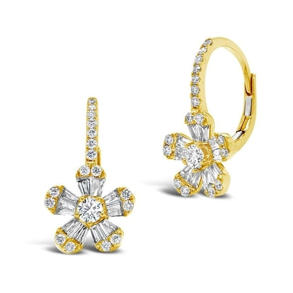 Madison L 14K Yellow Gold Diamond Flower Drop Earrings - style E1798Y