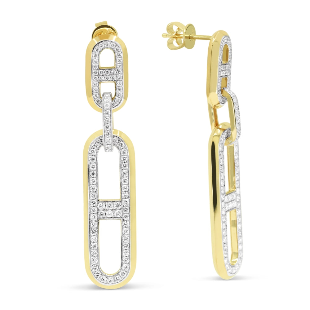 Madison L 14K Two Tone Gold Diamond Paperclip Drop Earrings - style E1800WY
