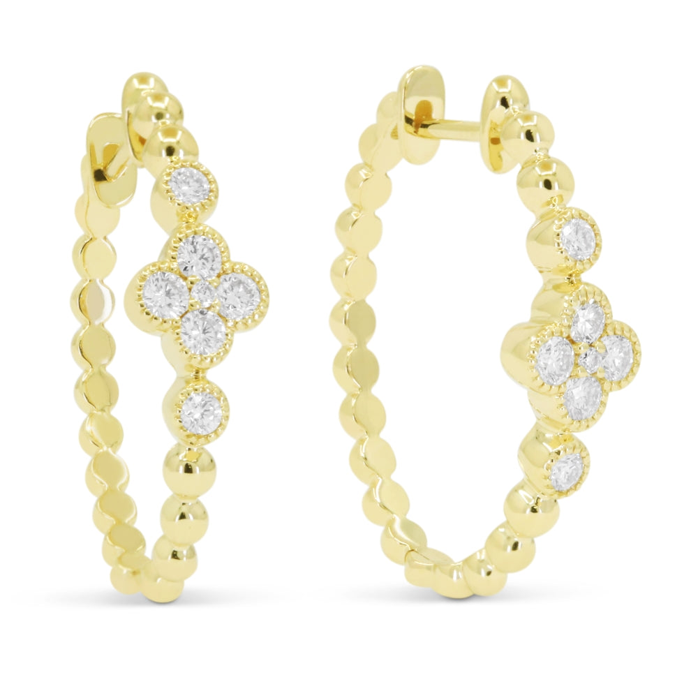 Madison L 14K Yellow Gold Diamond Hoop Earrings - style E1805Y