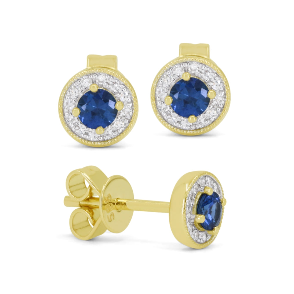 Madison L 14K Yellow Gold Sapphire Round Stud Earrings - style E1808SAY