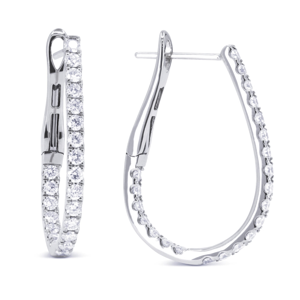 Madison L 14K White Gold Diamond In & Out Hoop Earrings - style E1811W