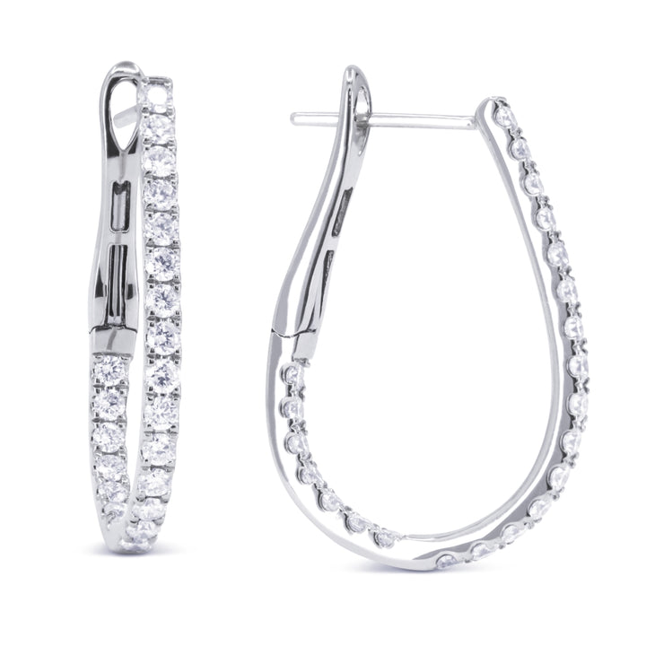 Madison L 14K White Gold Diamond In & Out Hoop Earrings - style E1811W