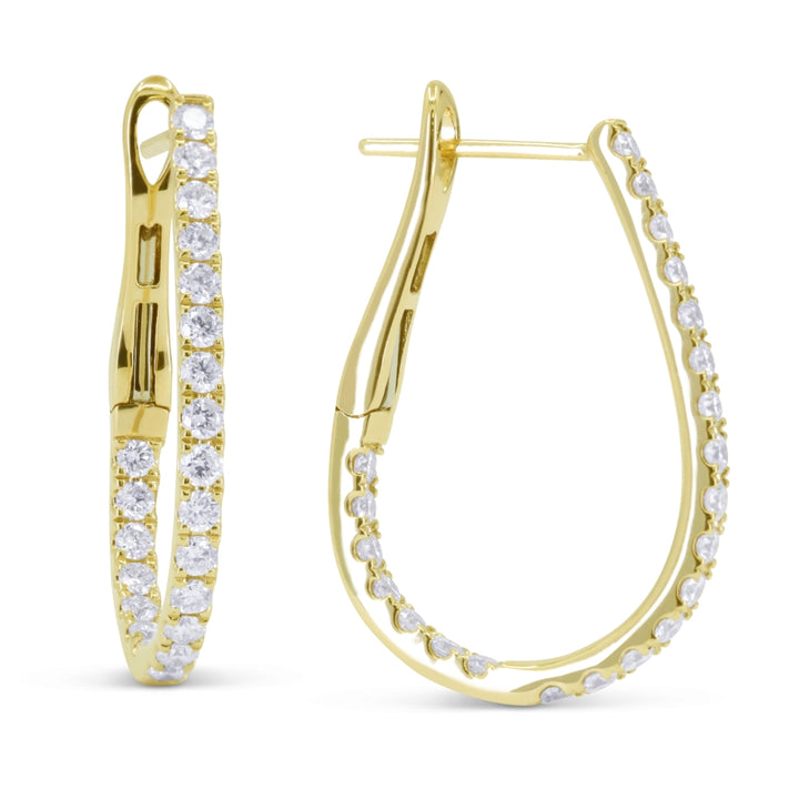 Madison L 14K Yellow Gold Diamond In & Out Hoop Earrings - style E1811Y