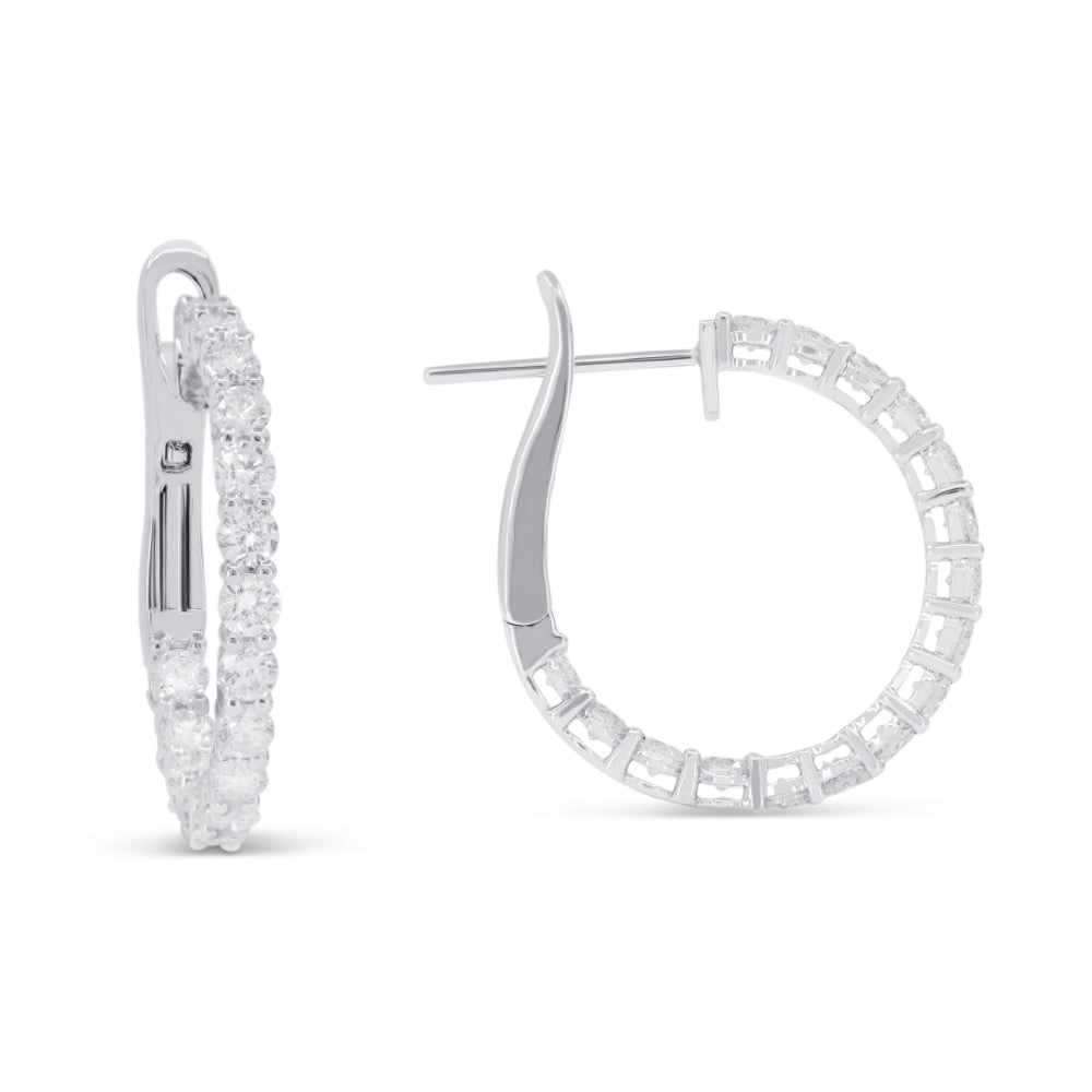 Madison L 14K White Gold Diamond In & Out Hoop Earrings - style E1812W-2.00CT