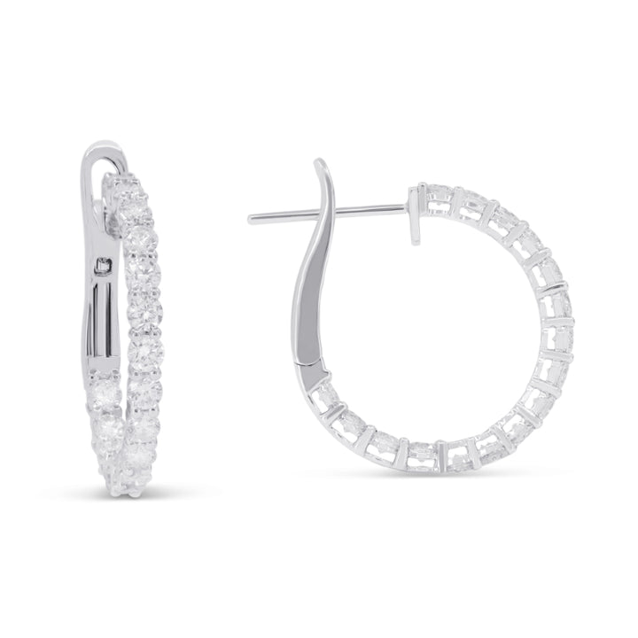 Madison L 14K White Gold Diamond In & Out Hoop Earrings - style E1812W-2.00CT
