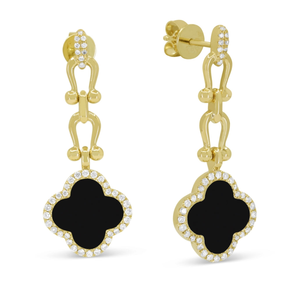 Madison L 14K Yellow Gold Black Onyx Flower Drop Earrings - style E1814BOY