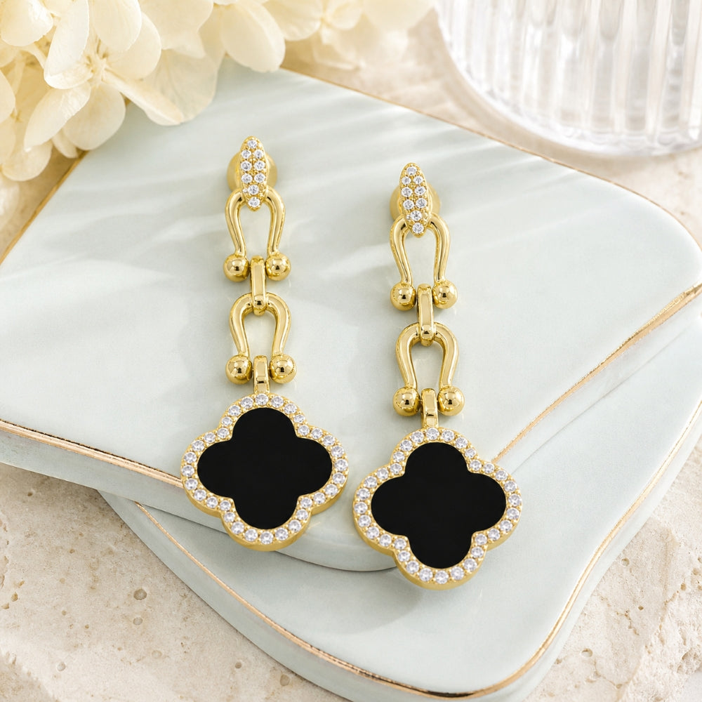 E1814 - 14K Yellow Gold Flower Drop Earrings