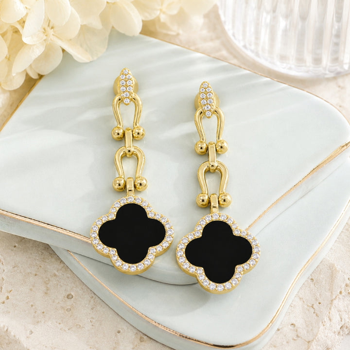 E1814 - 14K Yellow Gold Flower Drop Earrings