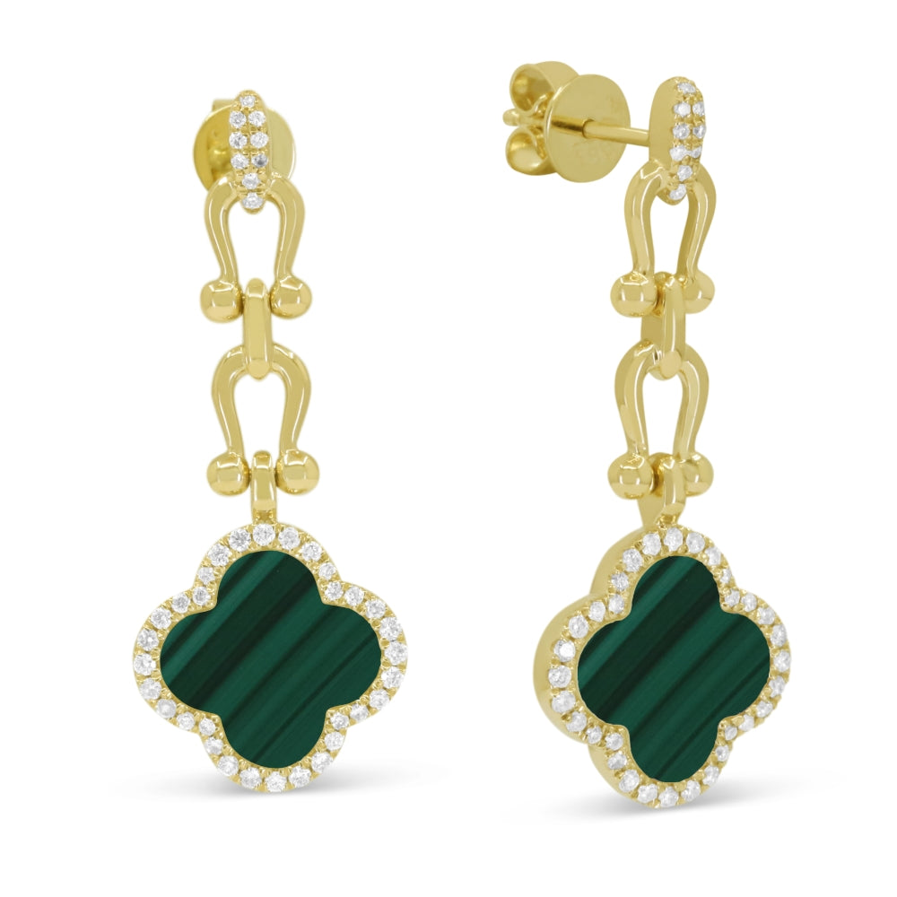 Madison L 14K Yellow Gold Malachite Flower Drop Earrings - style E1814MALY