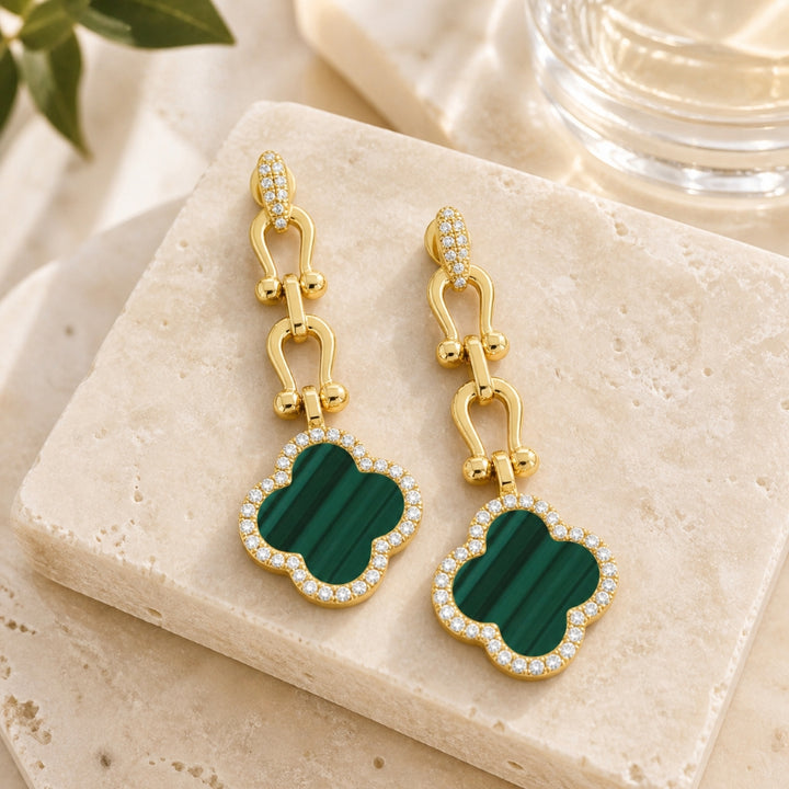 E1814 - 14K Yellow Gold Flower Drop Earrings