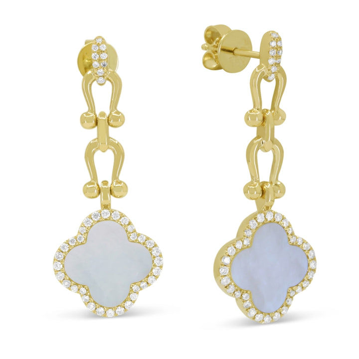 Madison L 14K Yellow Gold Mother of Pearl Flower Drop Earrings - style E1814MOPY