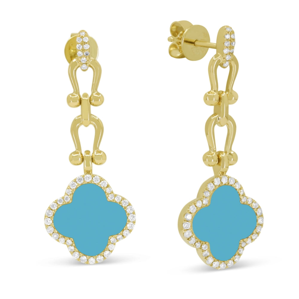 Madison L 14K Yellow Gold Turquoise Flower Drop Earrings - style E1814TQY