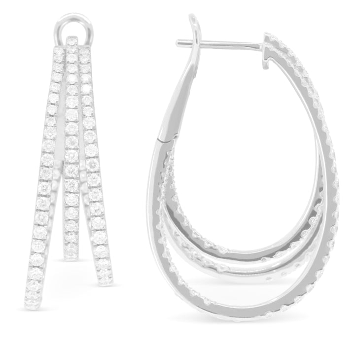 Madison L 14K White Gold Diamond In & Out Hoop Earrings - style E1816W