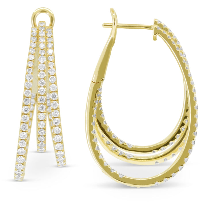 Madison L 14K Yellow Gold Diamond In & Out Hoop Earrings - style E1816Y