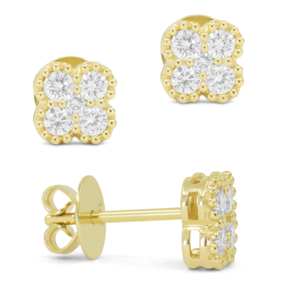 Madison L 14K Yellow Gold Diamond Clover Stud Earrings - style E1821Y