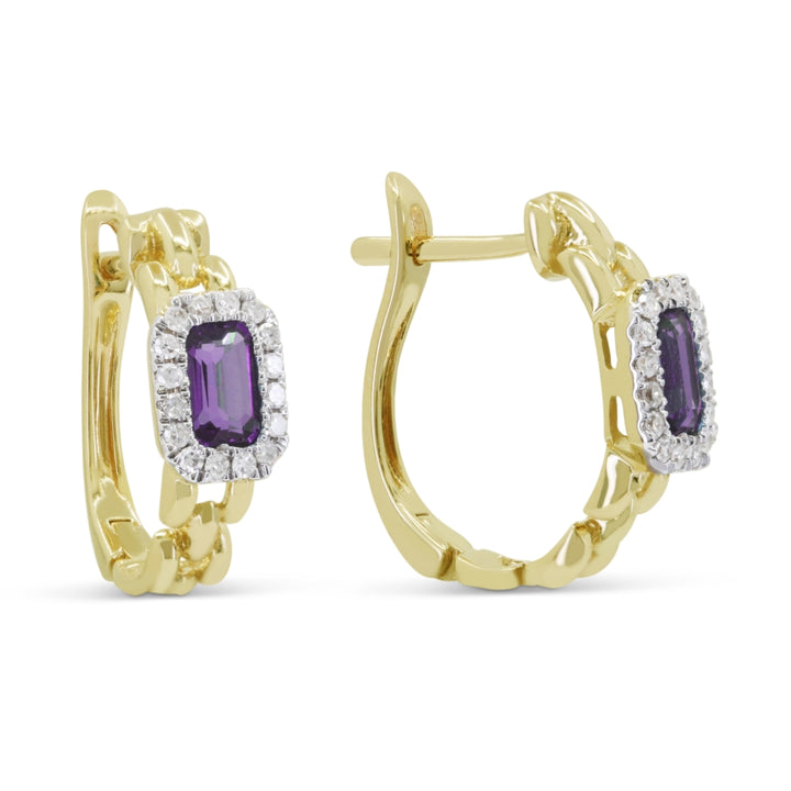 Madison L 14K Yellow Gold Amethyst Huggie Hoop Earrings - style E1823AMY