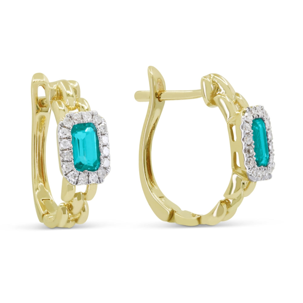 Madison L 14K Yellow Gold Created Tourmaline Paraiba Huggie Hoop Earrings - style E1823CPARY