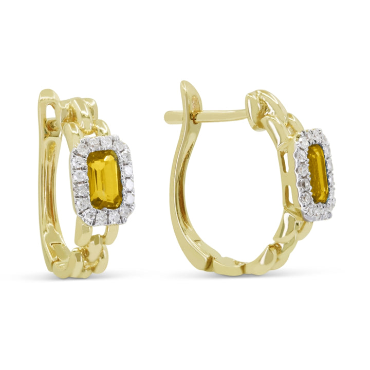 Madison L 14K Yellow Gold Citrine Huggie Hoop Earrings - style E1823CTY