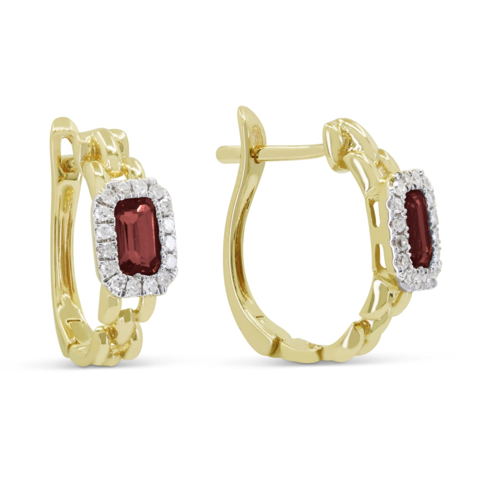 Madison L 14K Yellow Gold Garnet Huggie Hoop Earrings - style E1823GAY