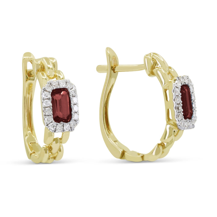 Madison L 14K Yellow Gold Garnet Huggie Hoop Earrings - style E1823GAY