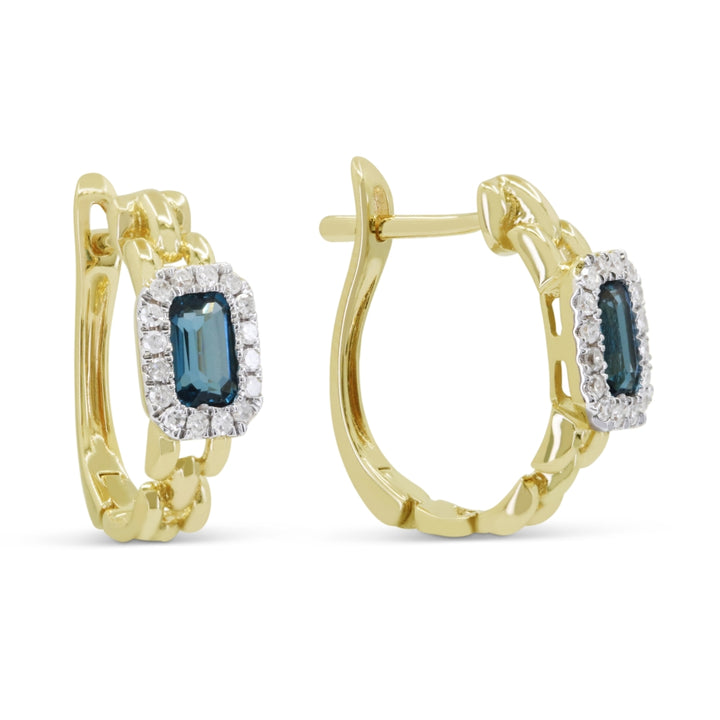 Madison L 14K Yellow Gold London Blue Topaz Huggie Hoop Earrings - style E1823LBTY
