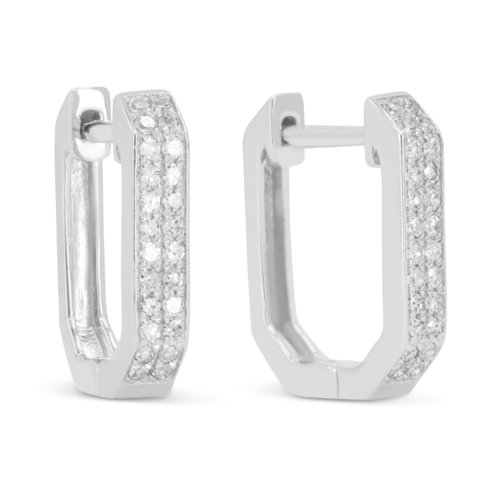 Madison L 14K White Gold Diamond Paperclip Hoop Earrings - style E1825W