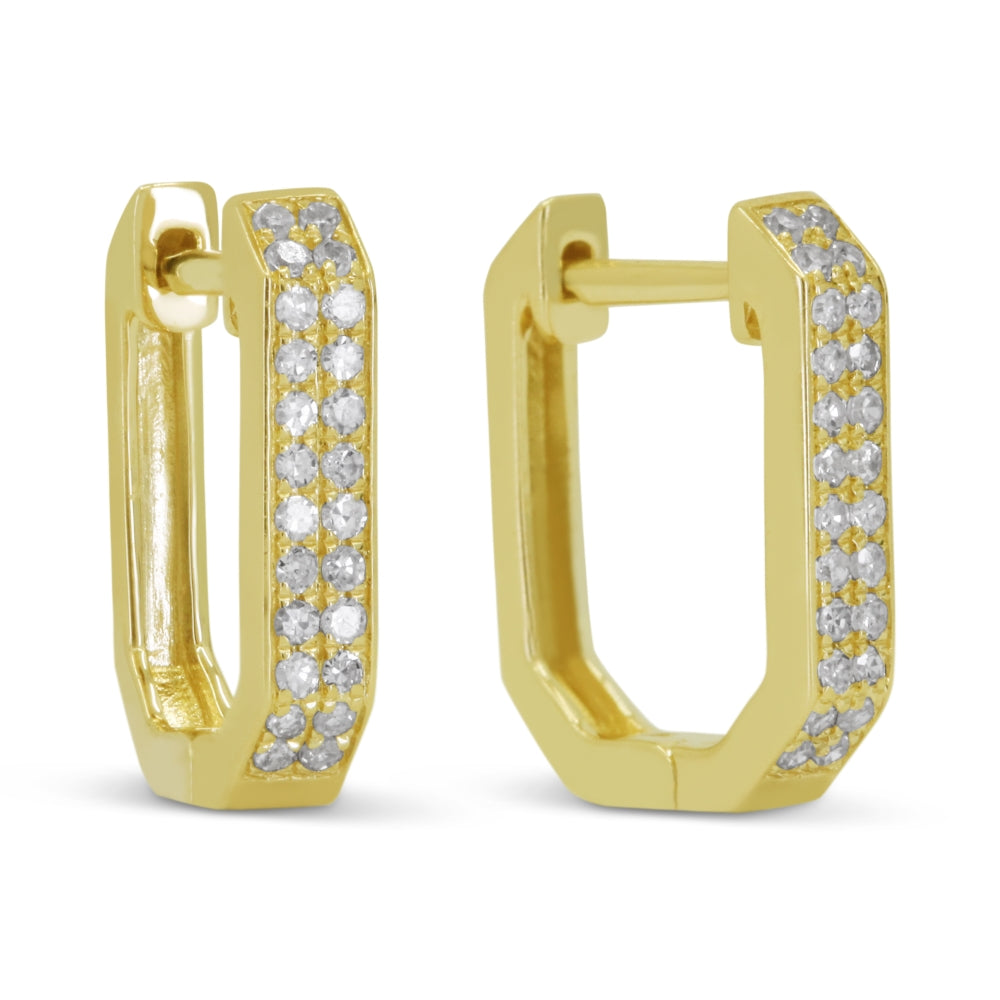 Madison L 14K Yellow Gold Diamond Paperclip Hoop Earrings - style E1825Y