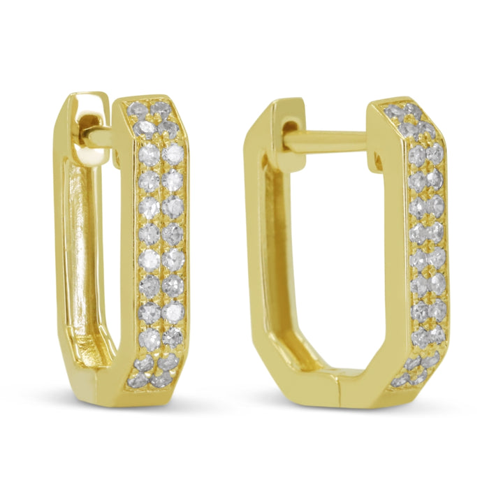 Madison L 14K Yellow Gold Diamond Paperclip Hoop Earrings - style E1825Y
