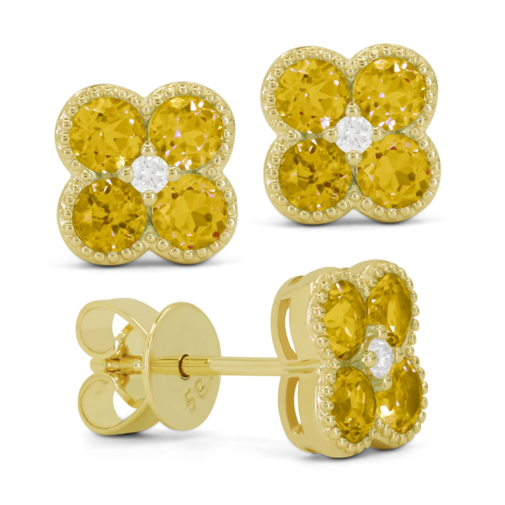Madison L 14K Yellow Gold Citrine Flower Stud Earrings - style E1826CTY