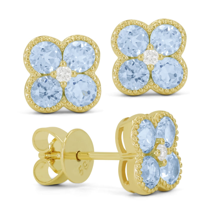 Madison L 14K Yellow Gold London Blue Topaz Flower Stud Earrings - style E1826LBTY