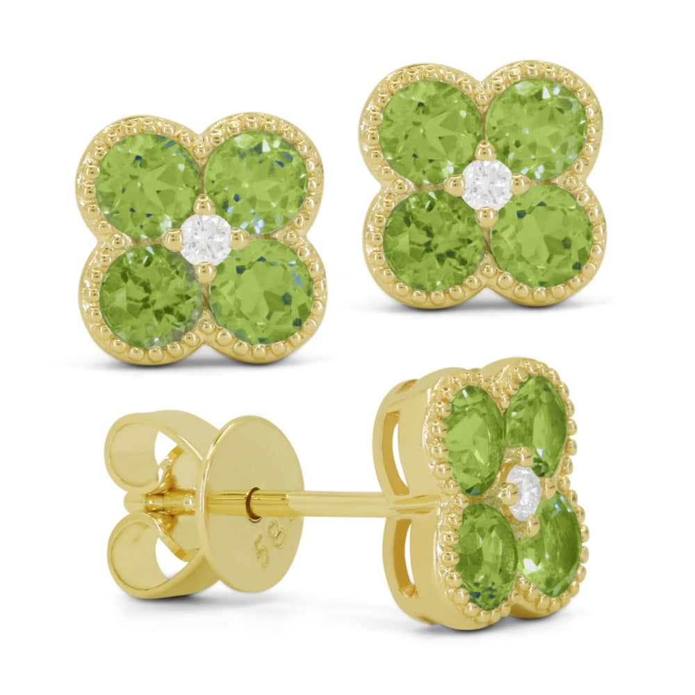 Madison L 14K Yellow Gold Peridot Flower Stud Earrings - style E1826PRY